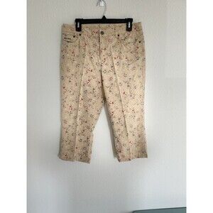 Ralph Ralph Lauren floral Capri Cropped Beige Denim Jeans Cottagecore Size 8